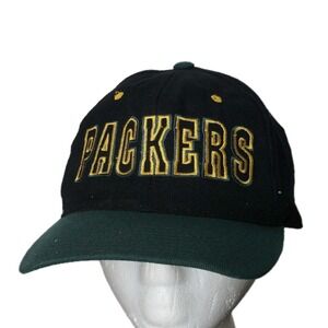 Vintage Green Bay Packers Hat Cap Snapback Men One Size Black NFL Pro Player 90s